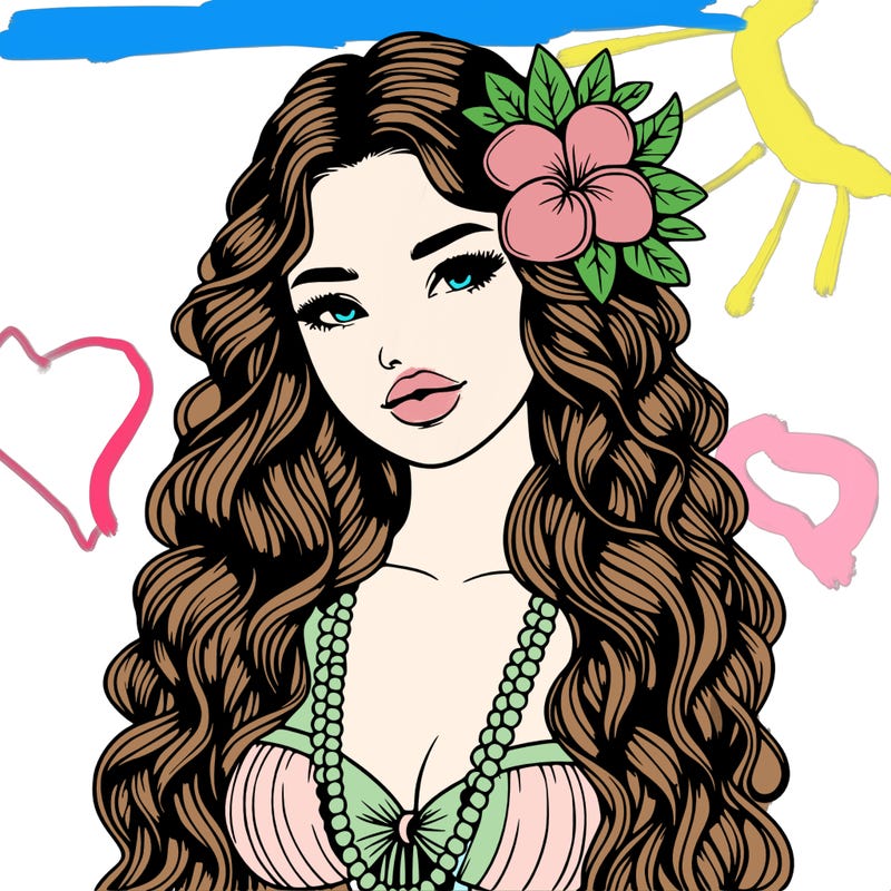 realistic beautiful hawaiian woman,long dress,haku lei, lips