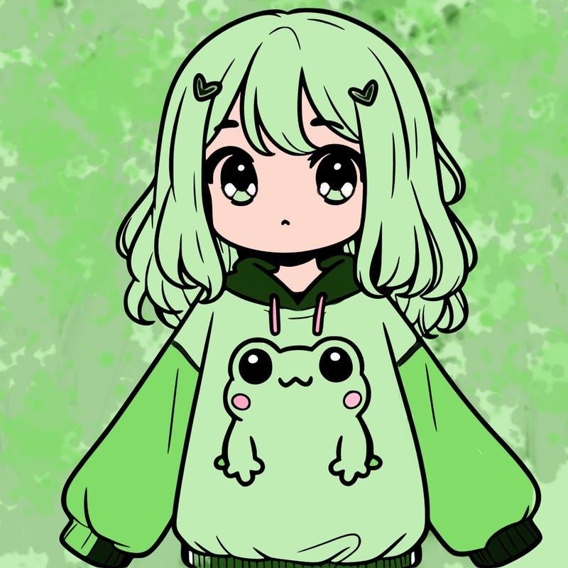 girl wearing frogging sweatshirt