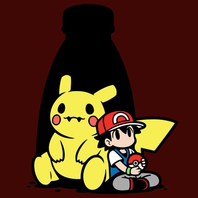 pokémon with a boy in a  bottle
