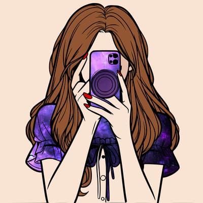 a realistic girl holding her phone taking pictures