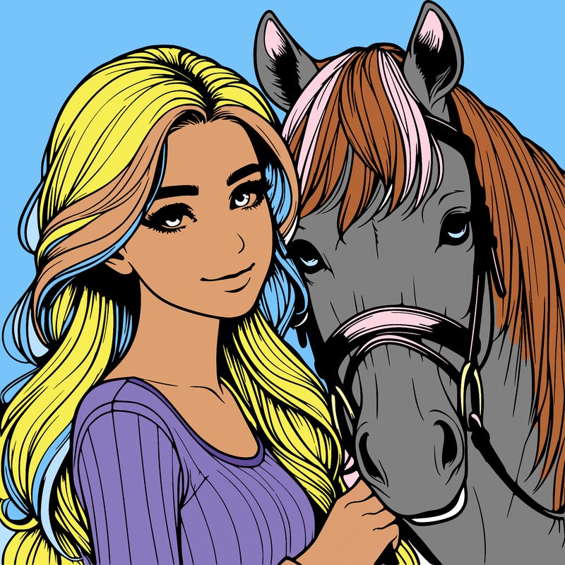 realistic girl with horse