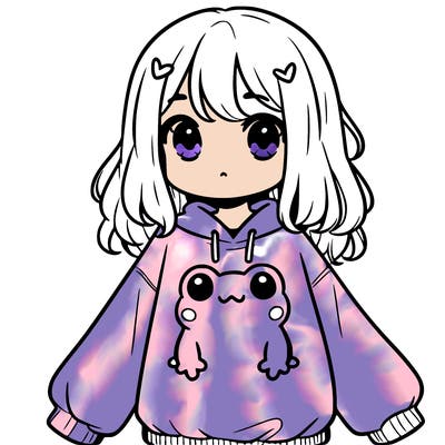 girl wearing frogging sweatshirt