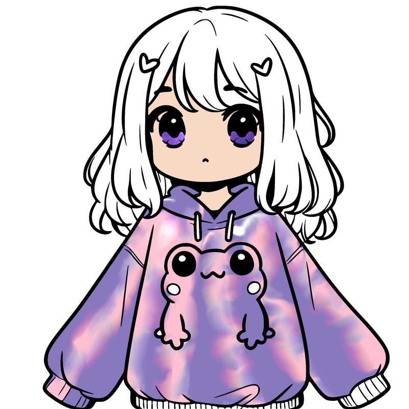 girl wearing frogging sweatshirt