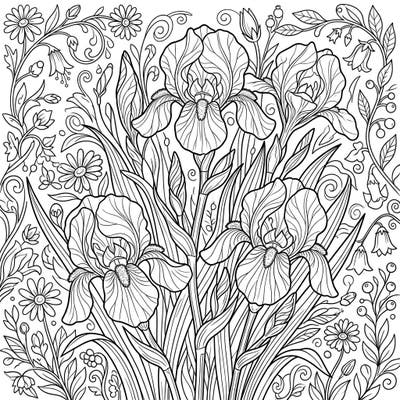 Explore the exquisite beauty of Dwarf Bearded Irises with this detailed coloring page designed specifically for teens. Enjoy intricate floral patterns and fine line work that promises a captivating and relaxing artistic experience.