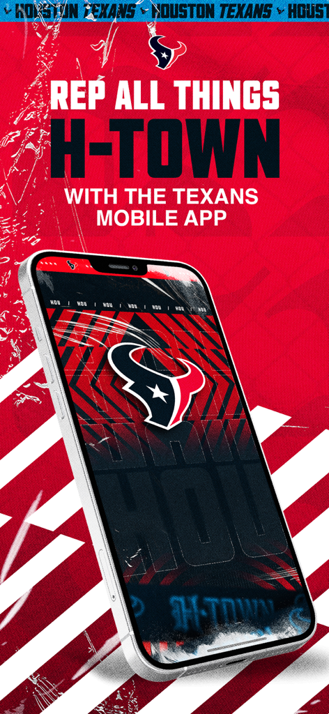 Houston Texans - Houston Texans mobile app promotion displaying the team logo and H-Town text