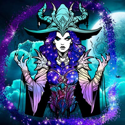 realistic evil sorceress fantasy chaos