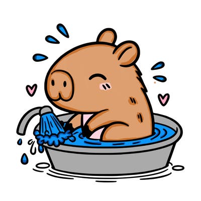 capybara taking a bath