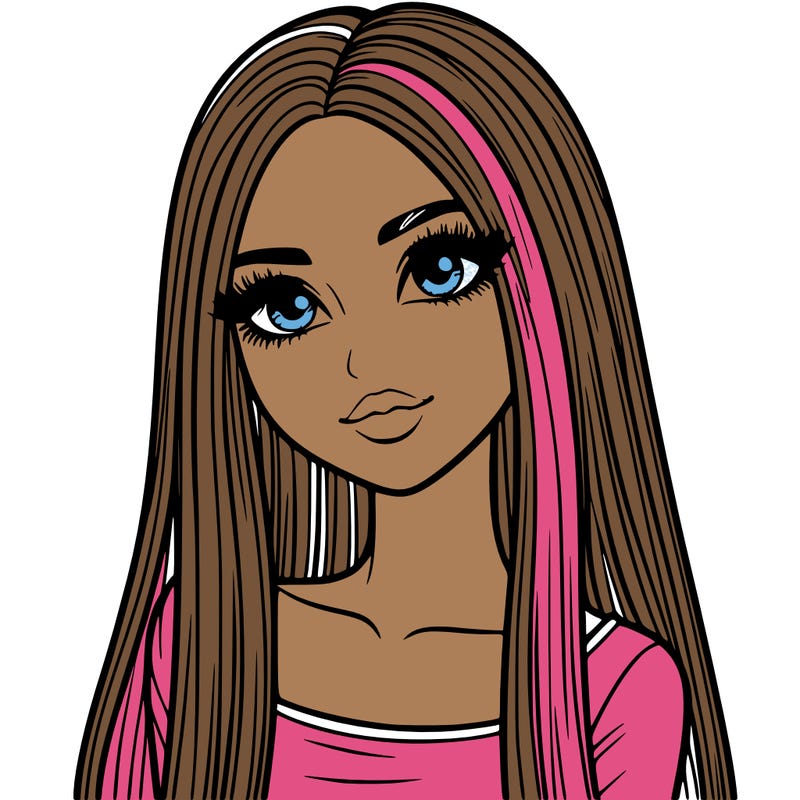 realistic girl with straight and long hair