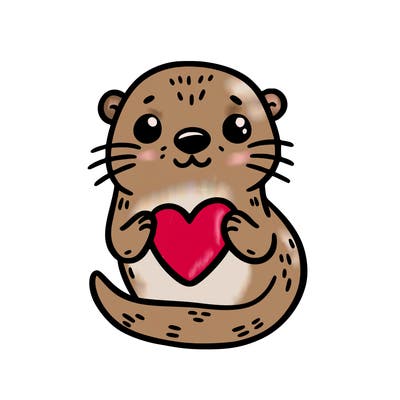 otter with a heart