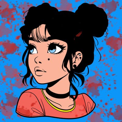 realistic girl with spacebuns