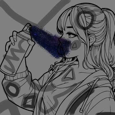 a realistic girl spray, painting