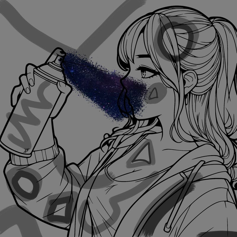 a realistic girl spray, painting
