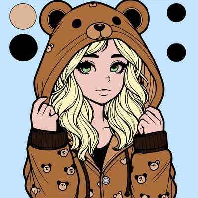 realistic girl in a animal pjs hoodie
