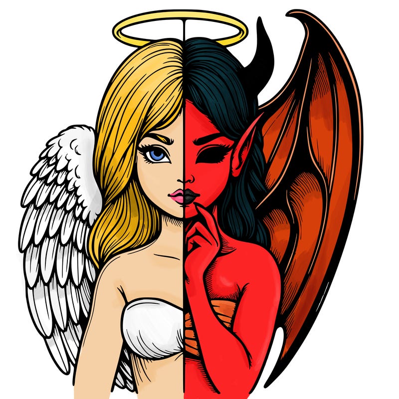 realistic angel half demon