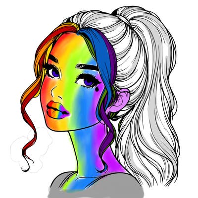 realistic girl with a ponytail on her hair and lips