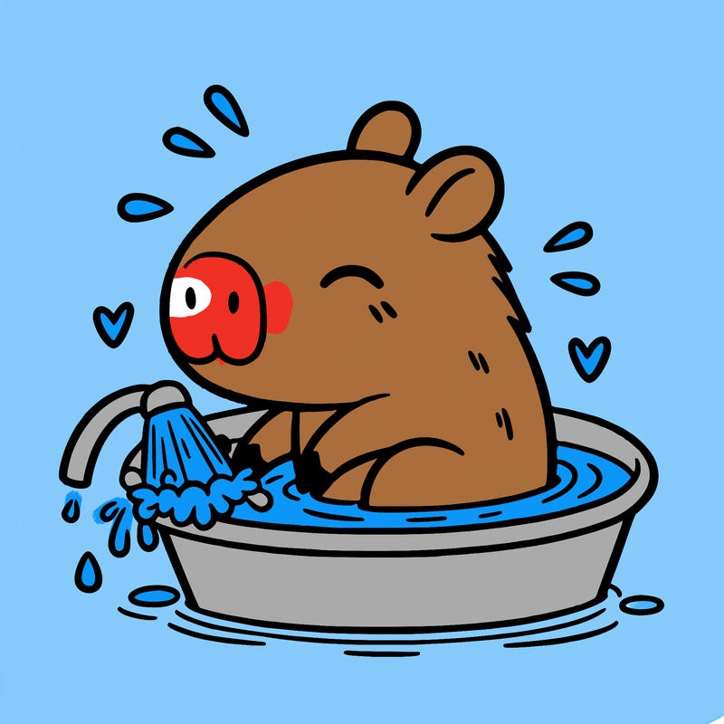 capybara taking a bath