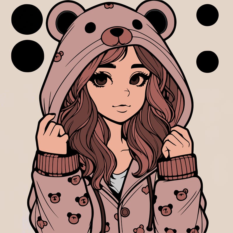 realistic girl in a animal pjs hoodie
