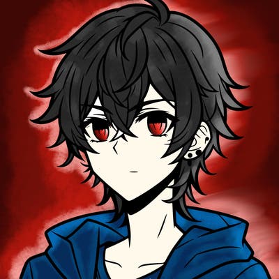 teen anime boy shoulder length hair and pierced ears