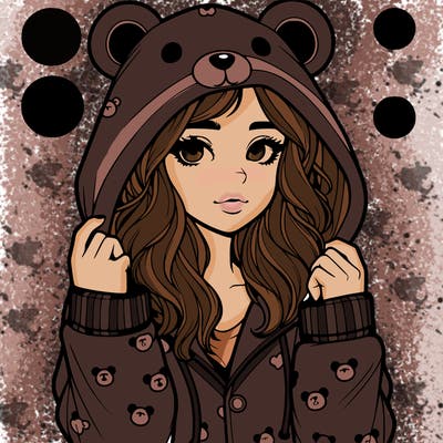 realistic girl in a animal pjs hoodie