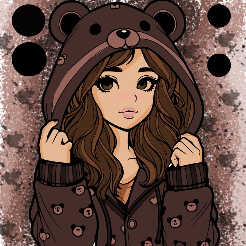 realistic girl in a animal pjs hoodie