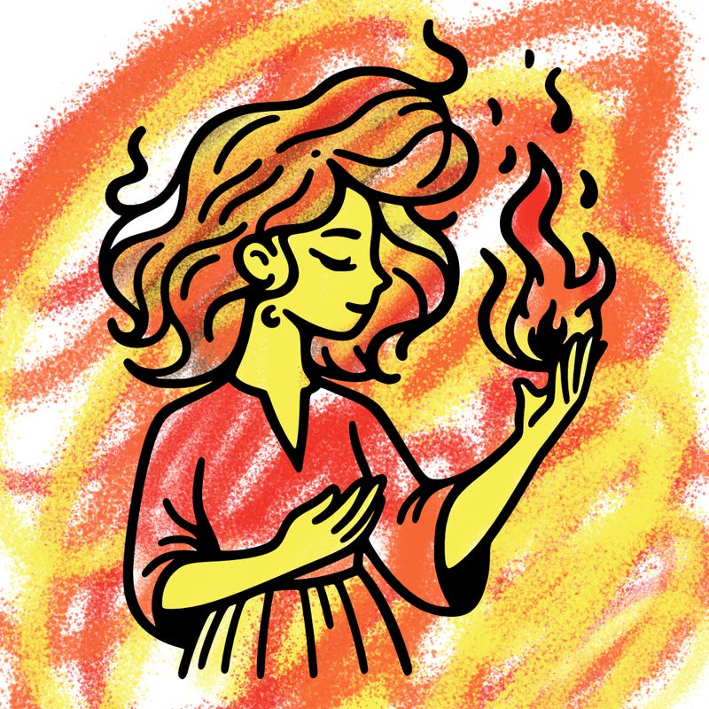 woman with fire