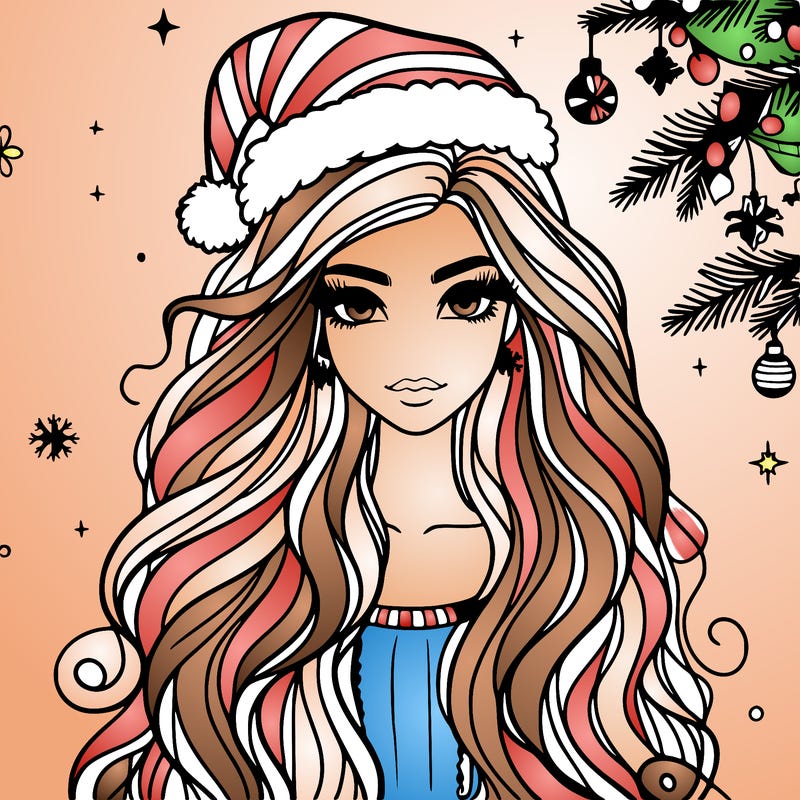 christmas fashionable female model and long hair