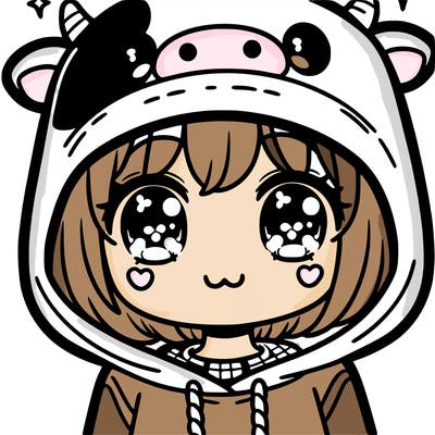 kawaii girl with cow hoodie