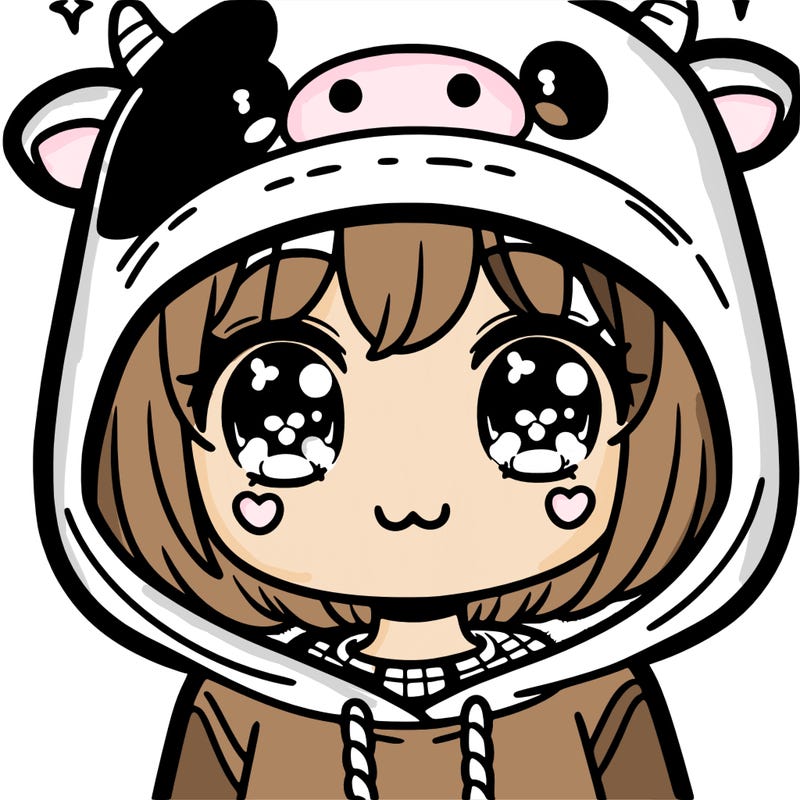 kawaii girl with cow hoodie