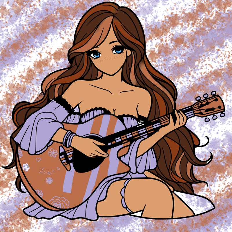 beautiful girl playing the guitar