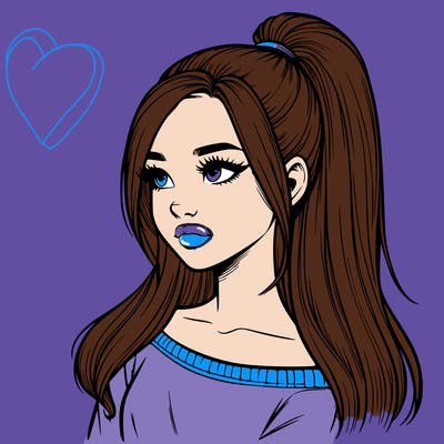 realistic girl with a high ponytail