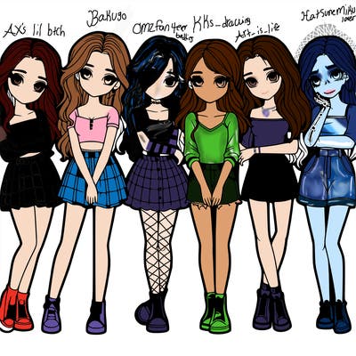 a group of girls realistic