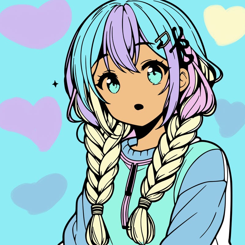 anime woman with braids