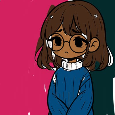 sad girl with glasses in a sweater