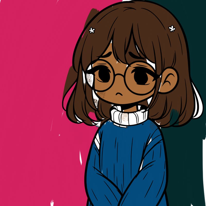 sad girl with glasses in a sweater