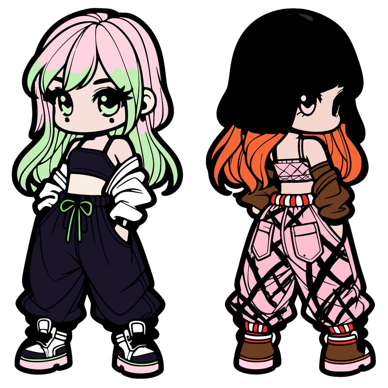 girl in crop top and baggy pants