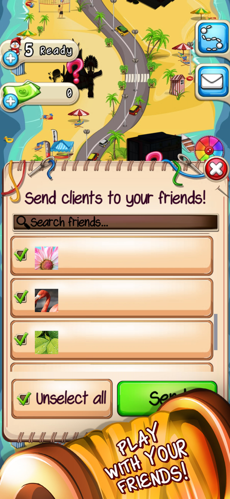 Fancy Tale social menu for sending gifts to friends