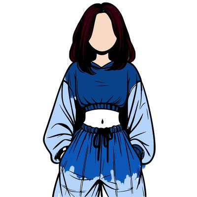 realistic girl faceless with baggy pants and a crop top