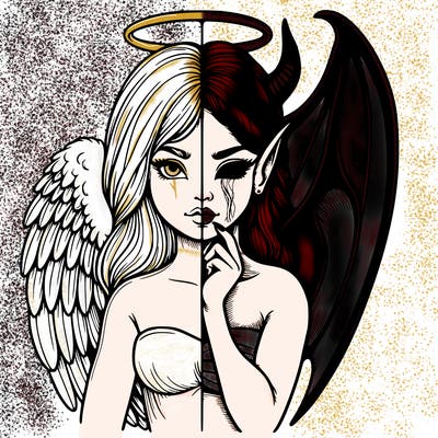 realistic angel half demon