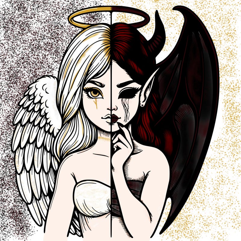 realistic angel half demon