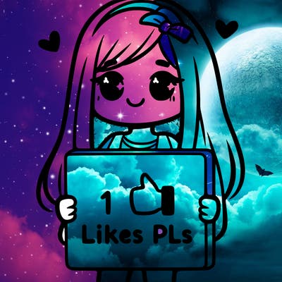 girl holding a sign saying 10 likes pls