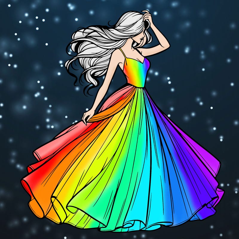 realistic woman with dress flowing in the wind