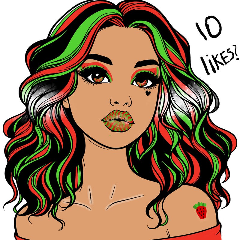 realistic girl with wavy hair and lips