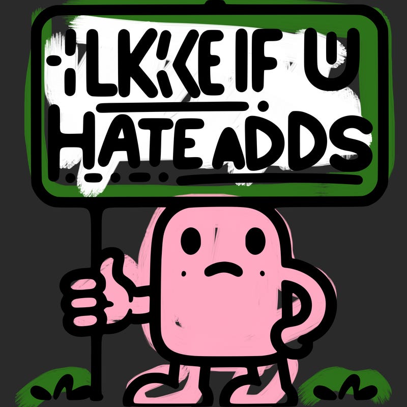 sign that says like if u hate adds