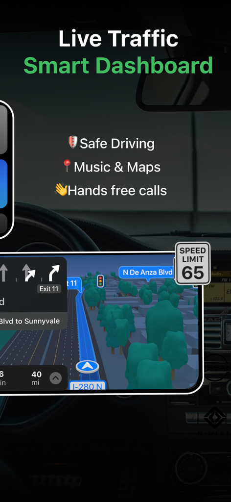 Car Play Connect・Dashboard・GPS - Un cruscotto di guida intelligente che mostra traffico in tempo reale e una mappa di navigazione 3D per una guida sicura