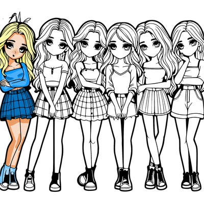 a group of girls realistic