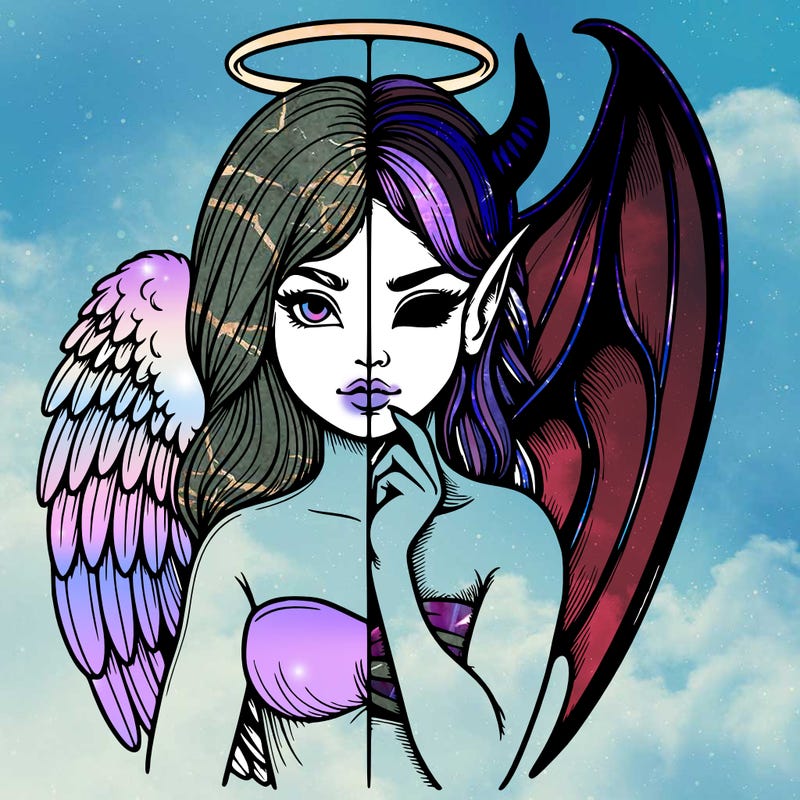 realistic angel half demon