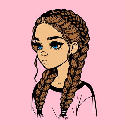 realistic girl with braids