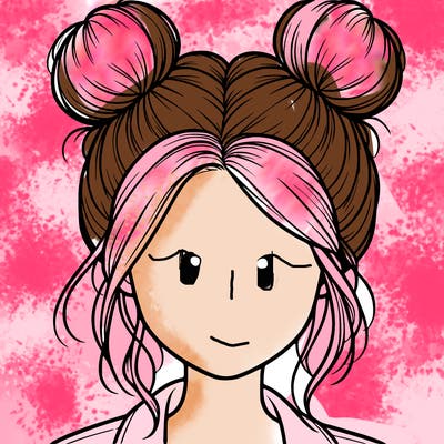 realistic girl with buns on the top of her hair