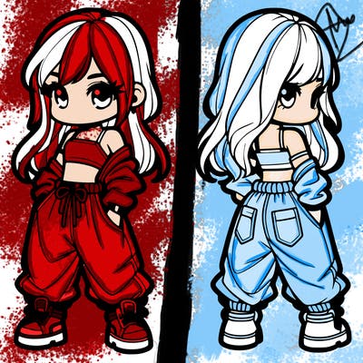 girl in crop top and baggy pants