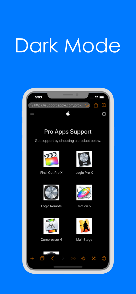 Pure Web Browser - Pure Web Browser dark mode interface displayed on an iPhone